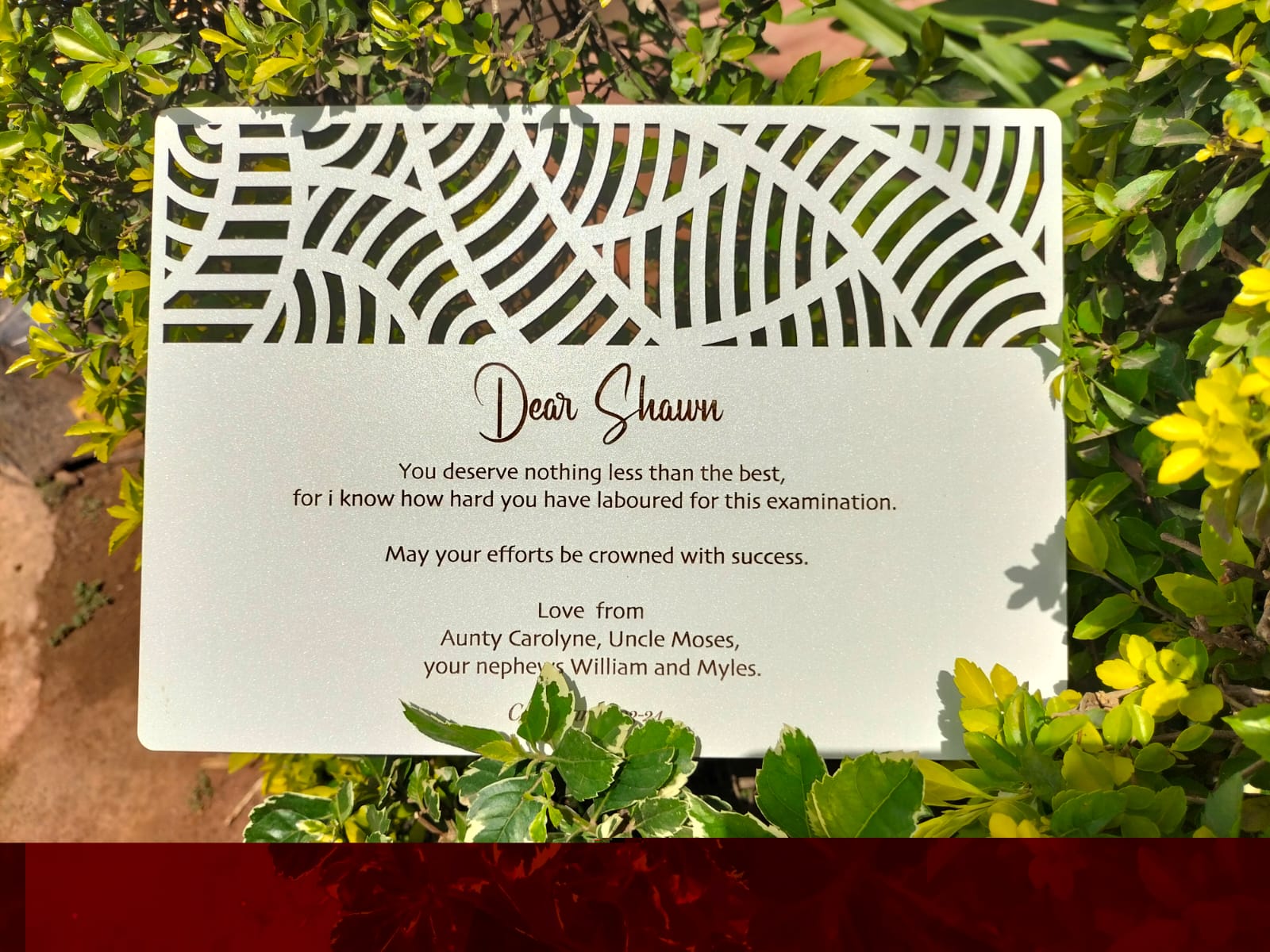 Success Card — Wave Pattern laser-cut card