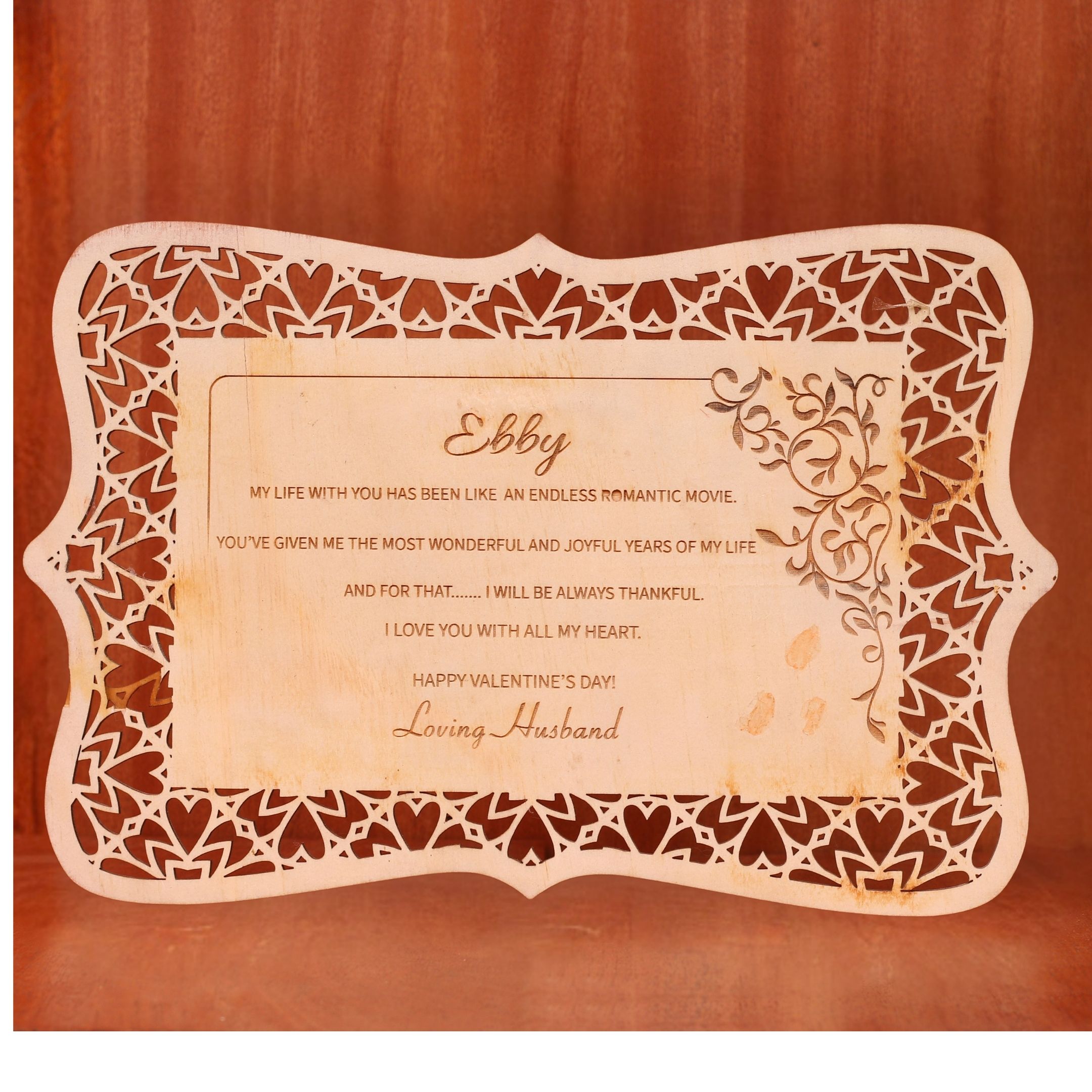 Personalised laser-cut love card for proposal or Valentine's Day