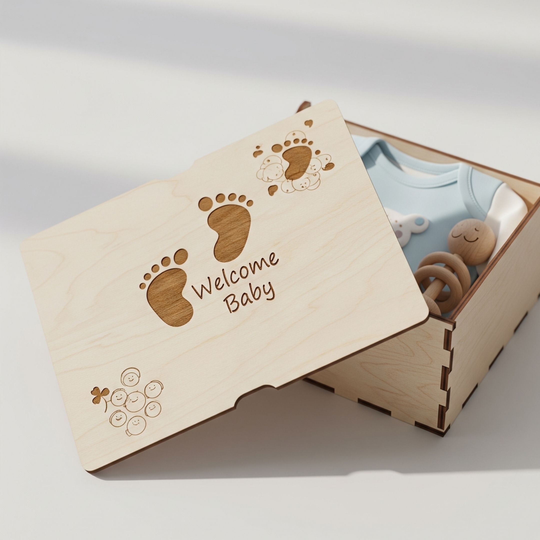 Precious Giftz personalised welcome baby wooden gift box