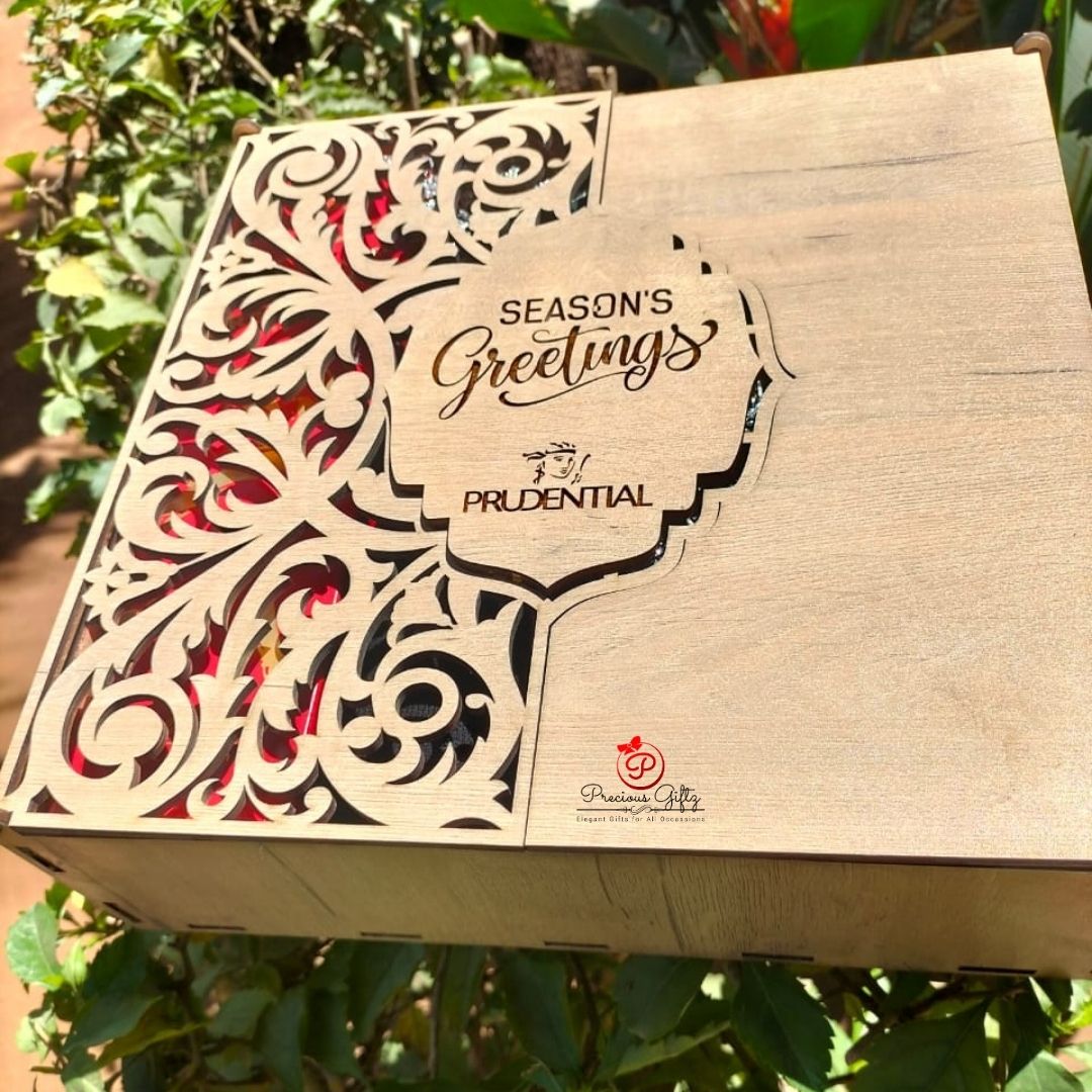 Prudential corporate Christmas wooden gift box